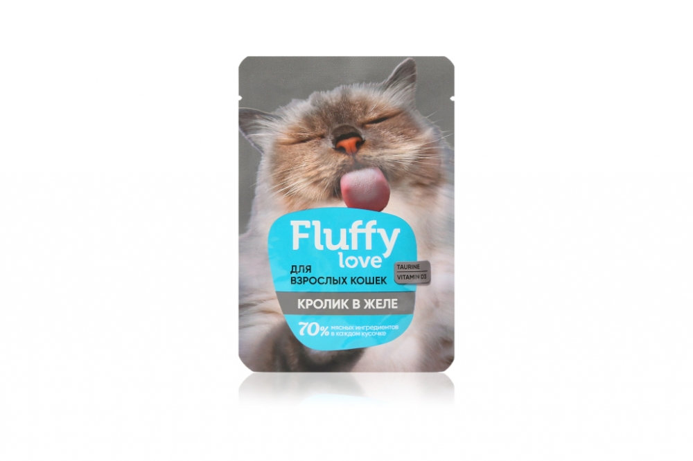 Fluffy Love влажный корм для кошек. Кусочки с кроликом в желе, 85 г